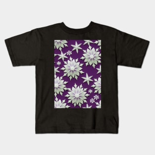 Christmas Seamless Pattern - Snowflakes on violet #2.2 Kids T-Shirt